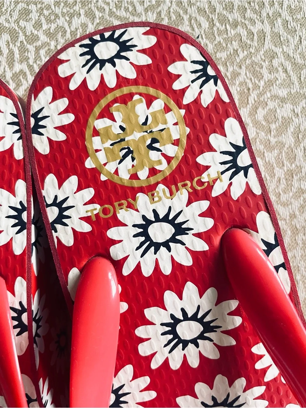 Tory Burch Platform Wedge Thong Flip Flop Sandals Thandie Logo Size 9 NWT